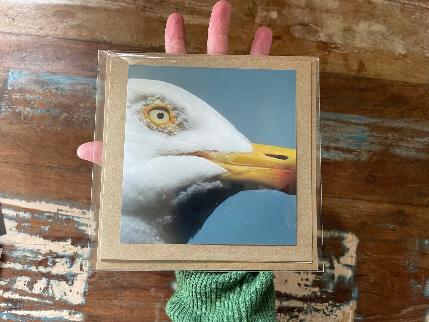 A seagull came to tea! Greetings card, birthday card, birthday, recycled card, thank you card, gift card, bird, Blank card, Handmade card
