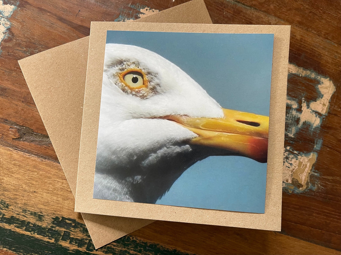 A seagull came to tea! Greetings card, birthday card, birthday, recycled card, thank you card, gift card, bird, Blank card, Handmade card