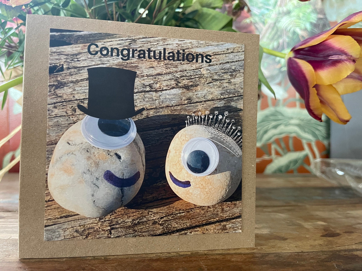 Recycled congratulations card, handmade card, beach card,  congratulations gift,  engagement card, engagement gift, unusual wedding card