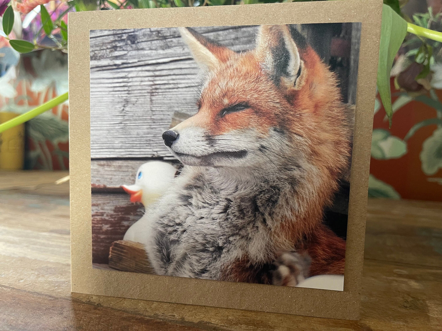 Fox card, recycled card, nature card, birthday card. Eco friendly gift card. Handmade card, gift for fox lower, homemade English animal card