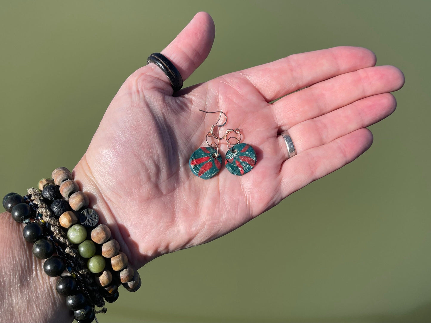 Unique Handmade Ceramic Earrings, Small earrings, Ethical Gift for Her, dangly earrings, turquoise jewellery