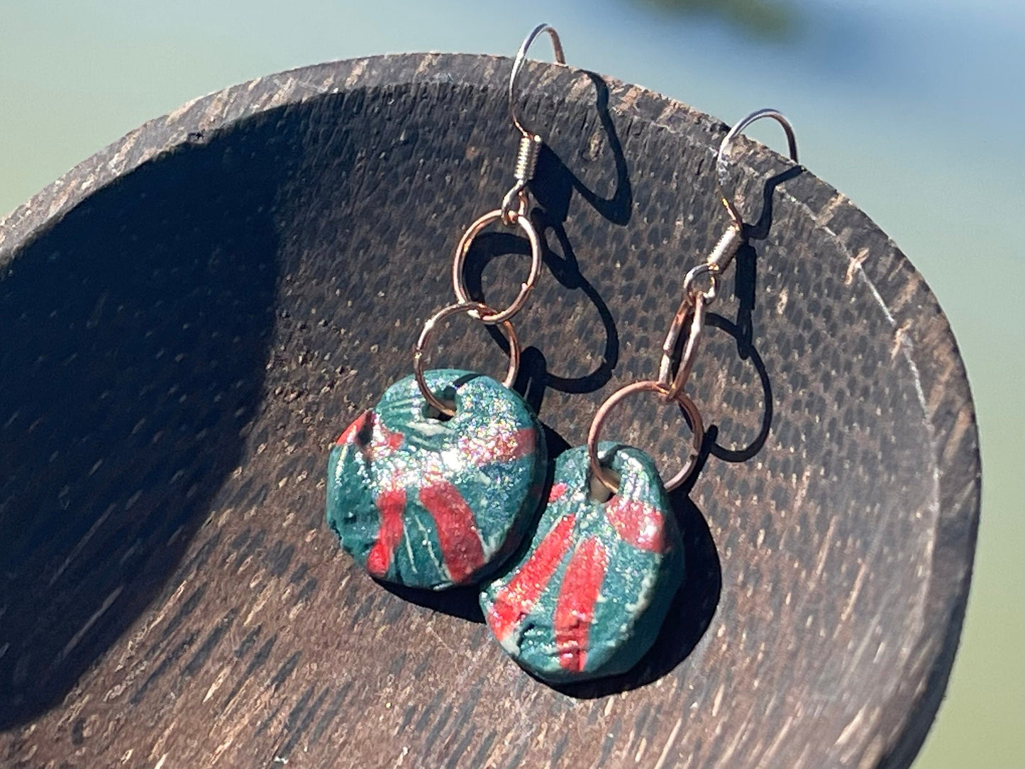 Unique Handmade Ceramic Earrings, Small earrings, Ethical Gift for Her, dangly earrings, turquoise jewellery