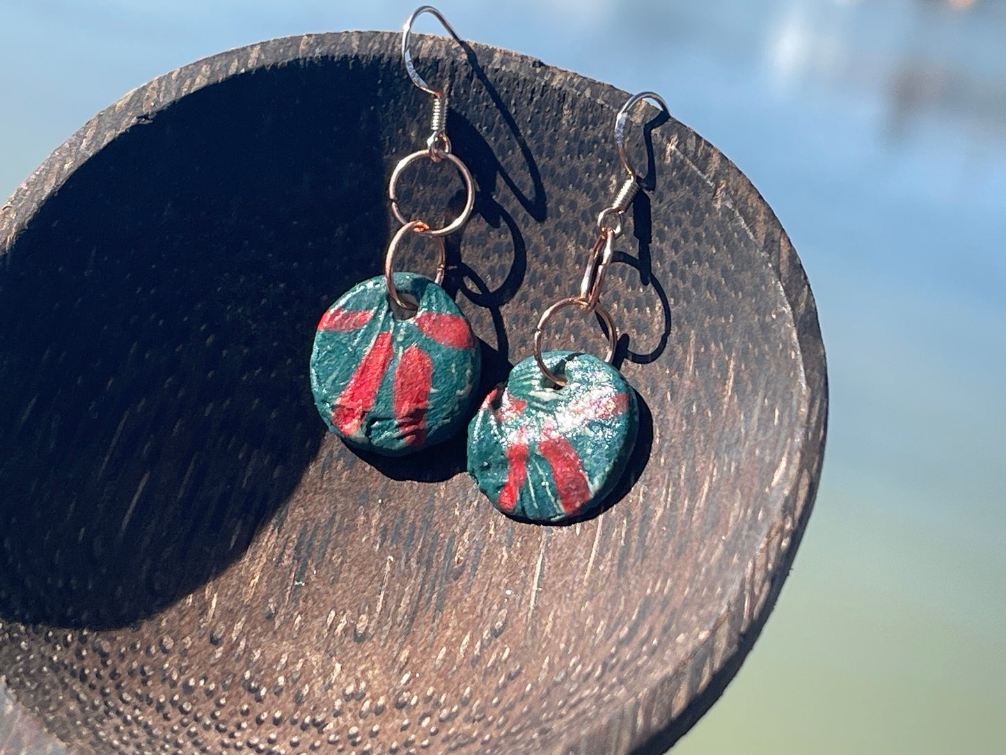 Unique Handmade Ceramic Earrings, Small earrings, Ethical Gift for Her, dangly earrings, turquoise jewellery