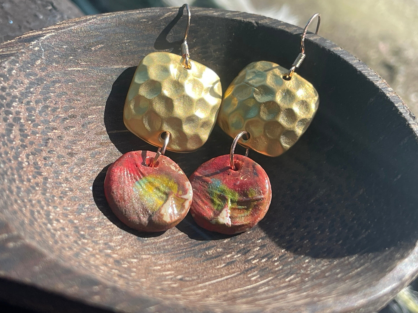 Handmade Ceramic Earrings made with Sussex Clay - Unique jewellery, Pink earrings, Ethical Jewelry