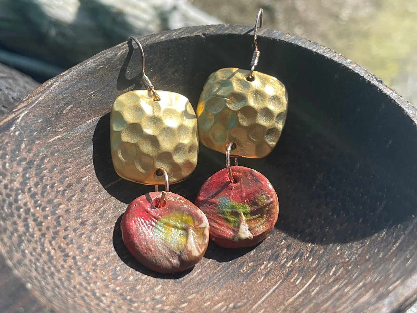 Handmade Ceramic Earrings made with Sussex Clay - Unique jewellery, Pink earrings, Ethical Jewelry