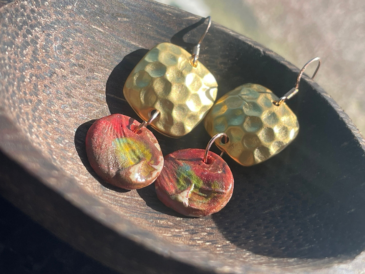 Handmade Ceramic Earrings made with Sussex Clay - Unique jewellery, Pink earrings, Ethical Jewelry