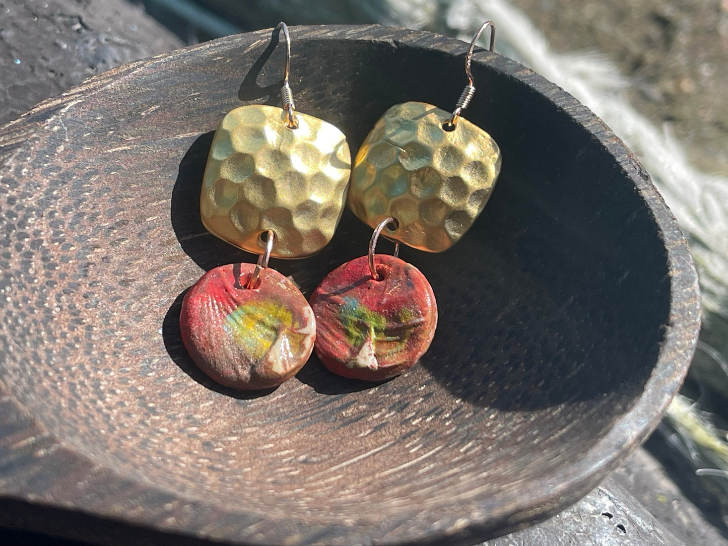 Handmade Ceramic Earrings made with Sussex Clay - Unique jewellery, Pink earrings, Ethical Jewelry