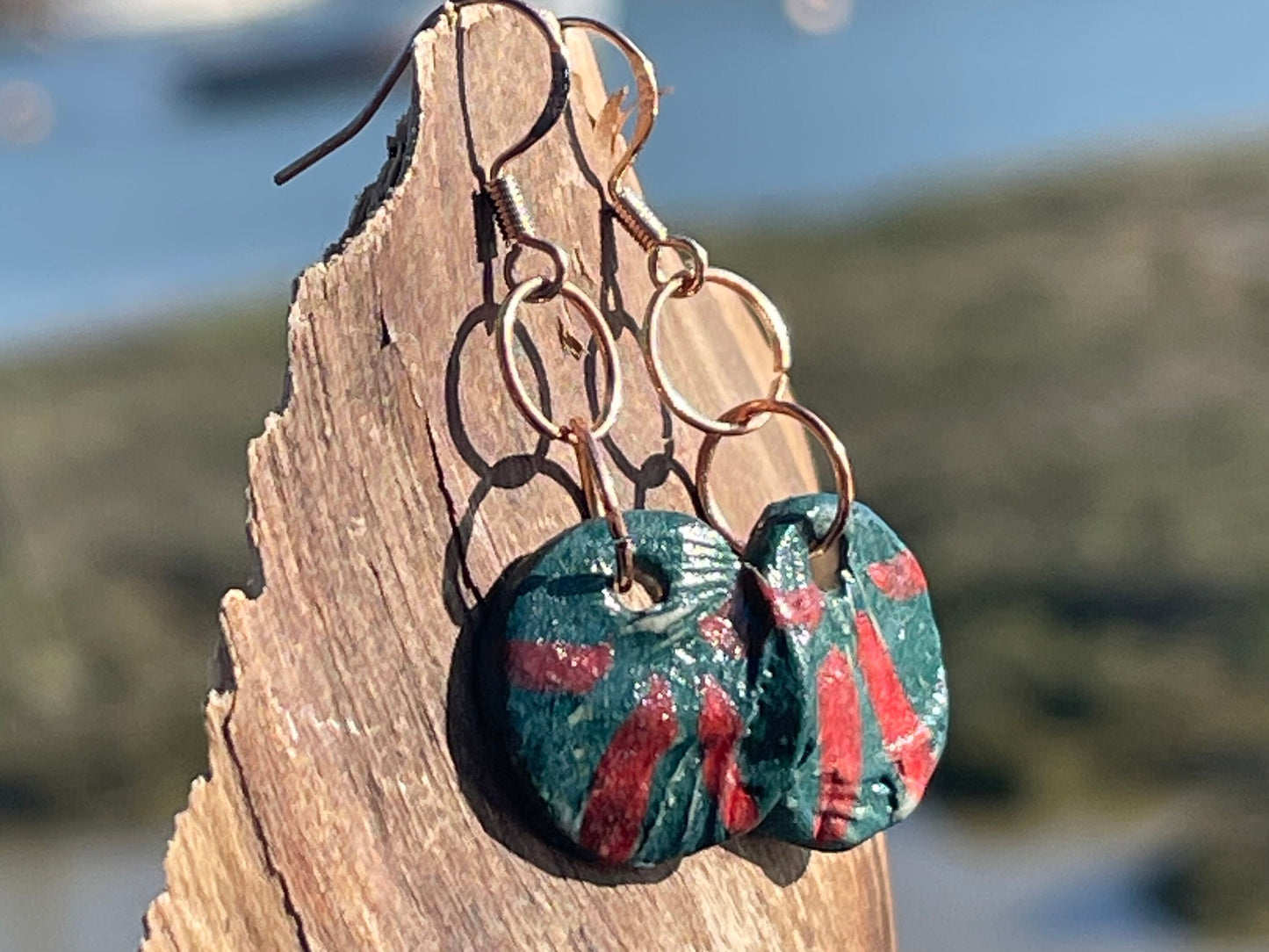 Unique Handmade Ceramic Earrings, Small earrings, Ethical Gift for Her, dangly earrings, turquoise jewellery