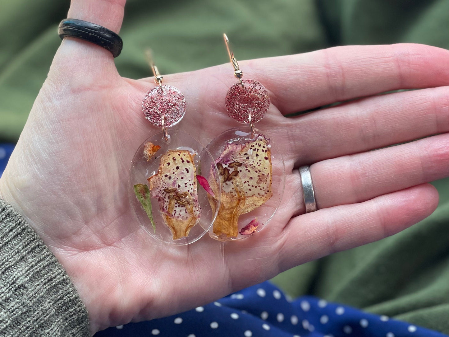 Foxglove earrings, flower earrings, romantic gift for her, foxglove gift, boho earrings, rose earrings, handmade earrings. Unique jewellery