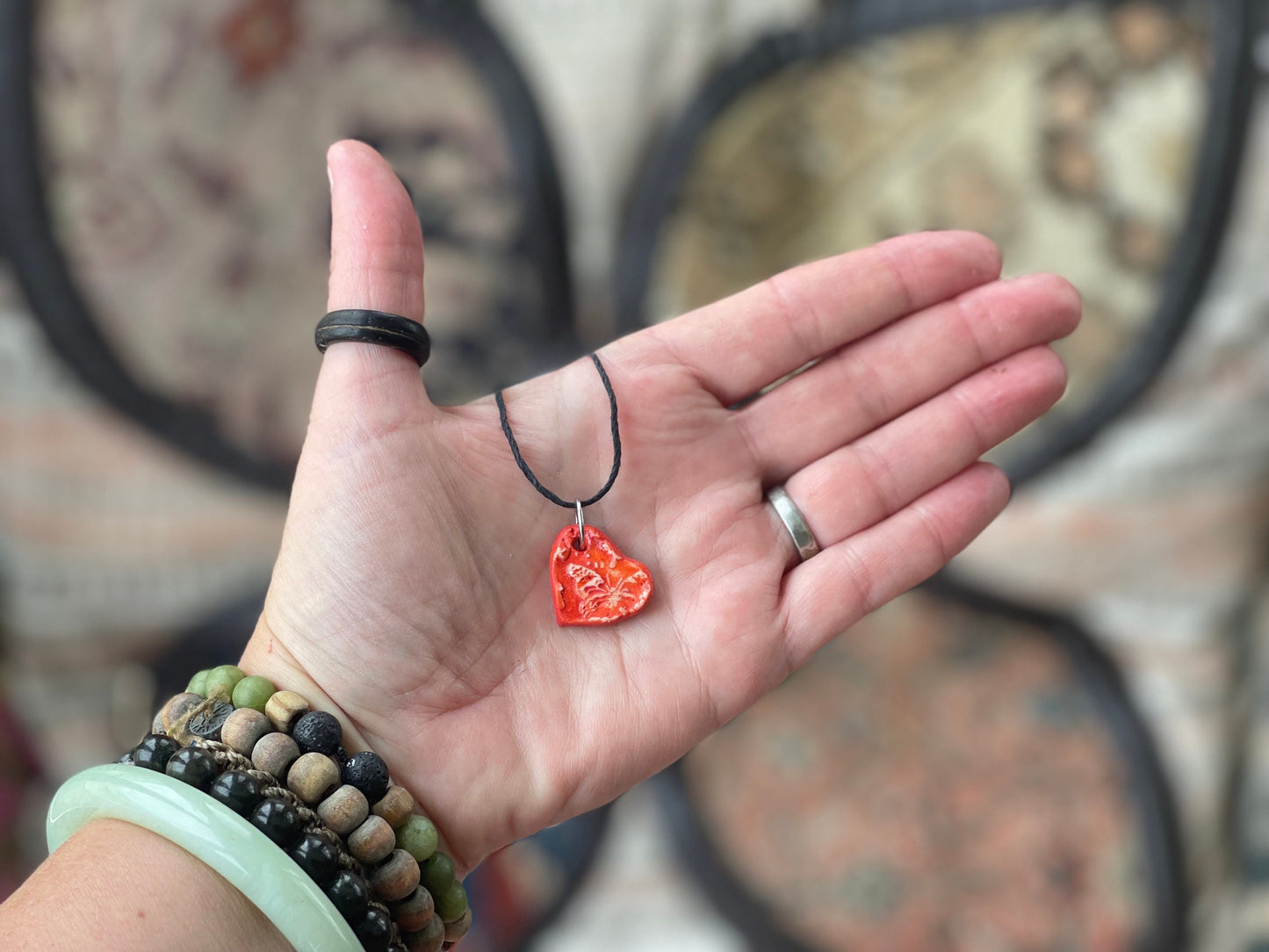 Handmade ceramic heart necklace. Eco friendly necklace, ethical jewellery, I love you, red heart necklaces, romantic gifts, gift ideas