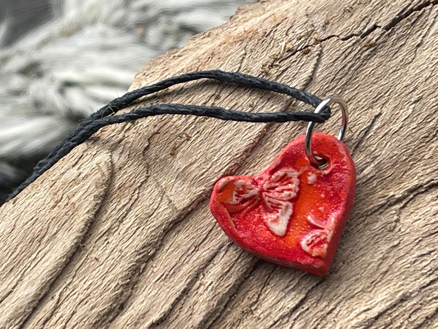 Handmade ceramic heart necklace. Eco friendly necklace, ethical jewellery, I love you, red heart necklaces, romantic gifts, gift ideas