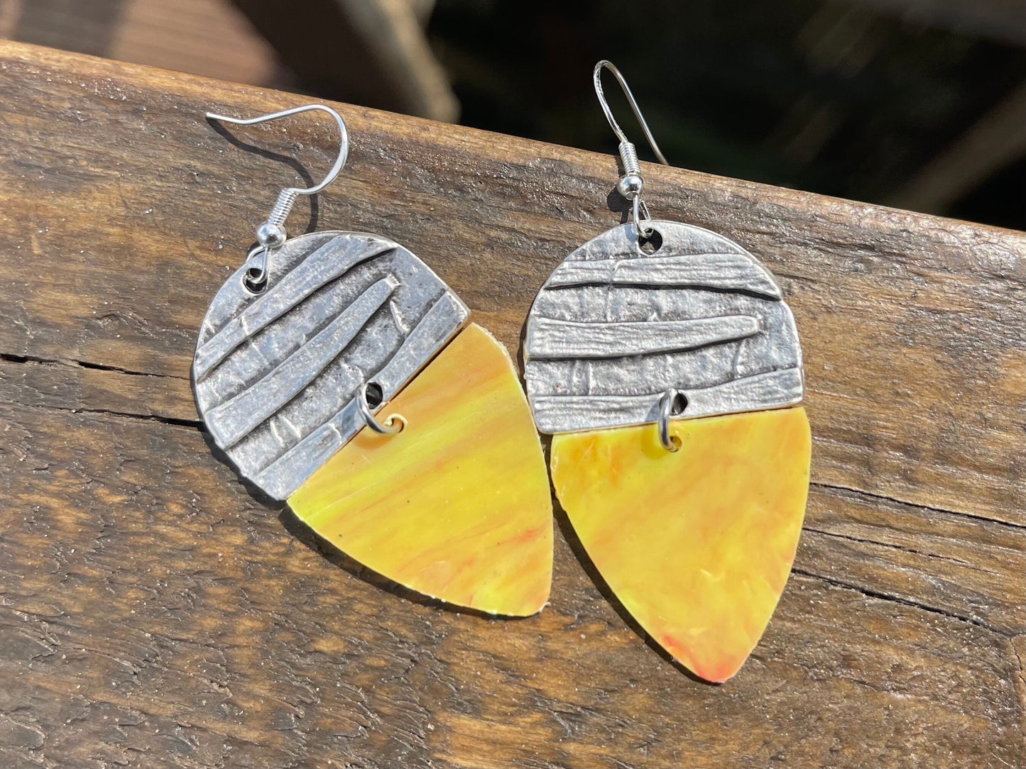 Trash earrings! Recycled plastics made into funky earrings. Eco friendly jewellery, ethical jewellery, ethical jewelry, handmade earrings