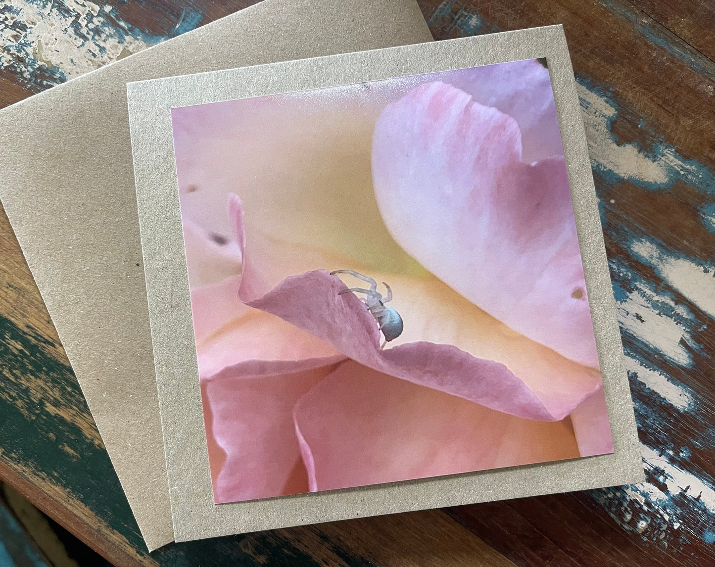 recycled card, eco friendly card, flower card. Birthday card, handmade card, thank you card, pink card, boho card for gardener, eco cards