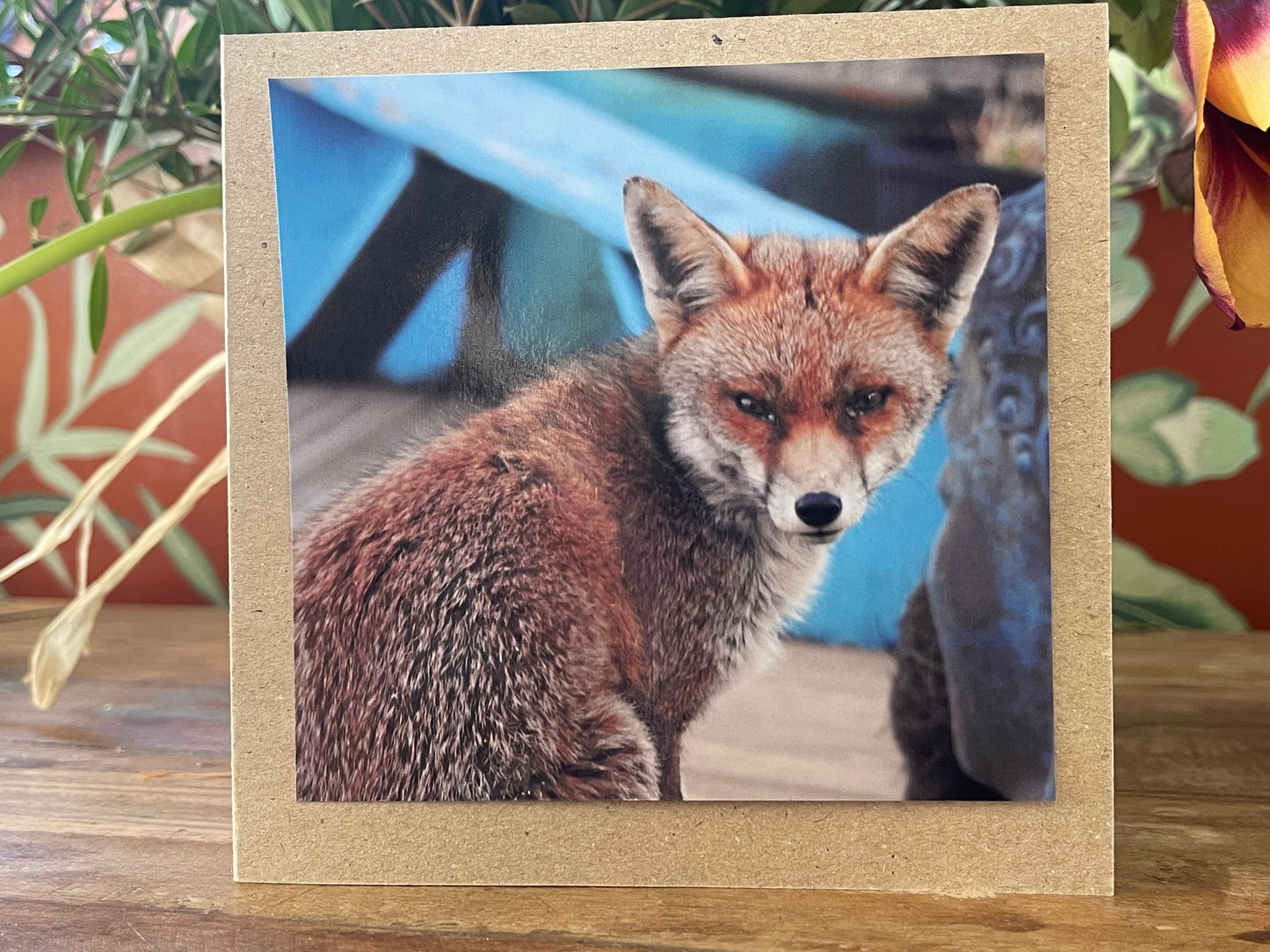 Fox card, recycled card, nature card, birthday card. Eco friendly gift card. Handmade card, gift for fox lower, homemade English animal card