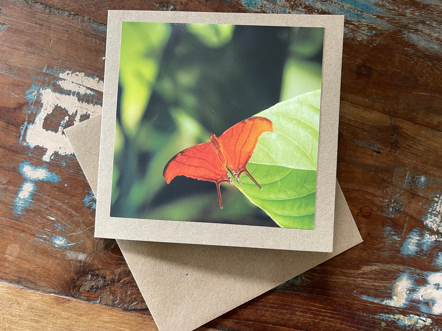 Orange butterfly card, recycled card, birthday card, wildlife card. Eco friendly card. Handmade card. Unusual card, Thank you card, eco card