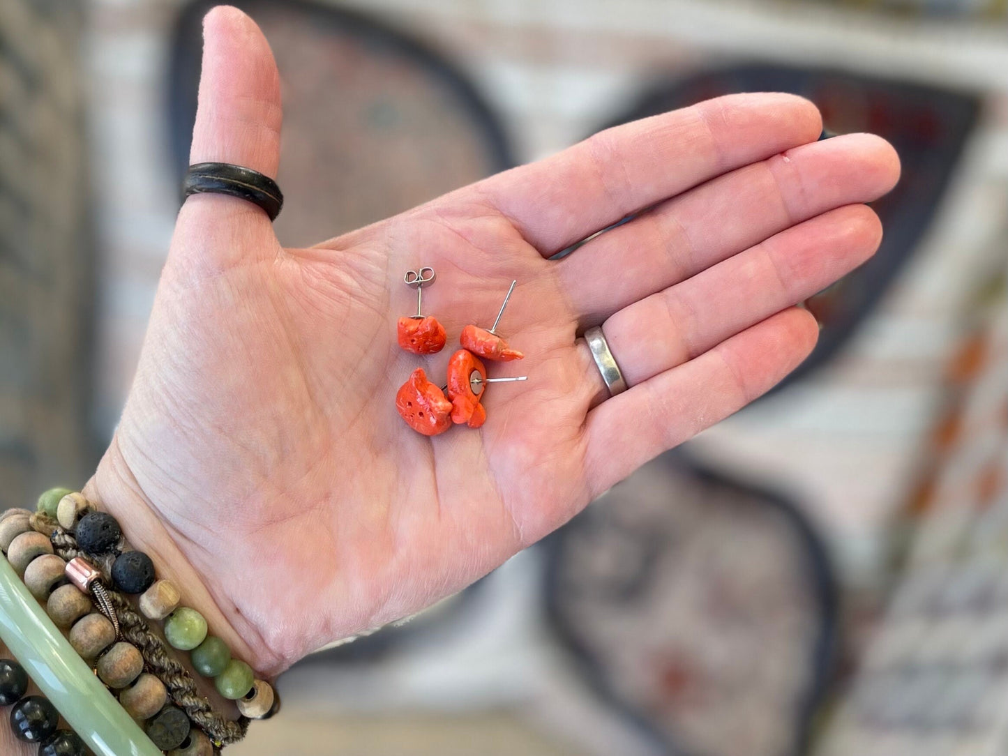 Cat Stud Earrings, orange cat earrings, cat shaped stud earrings, small cat earrings, cat jewellery, ginger Tom cat earrings, Cheshire Cat