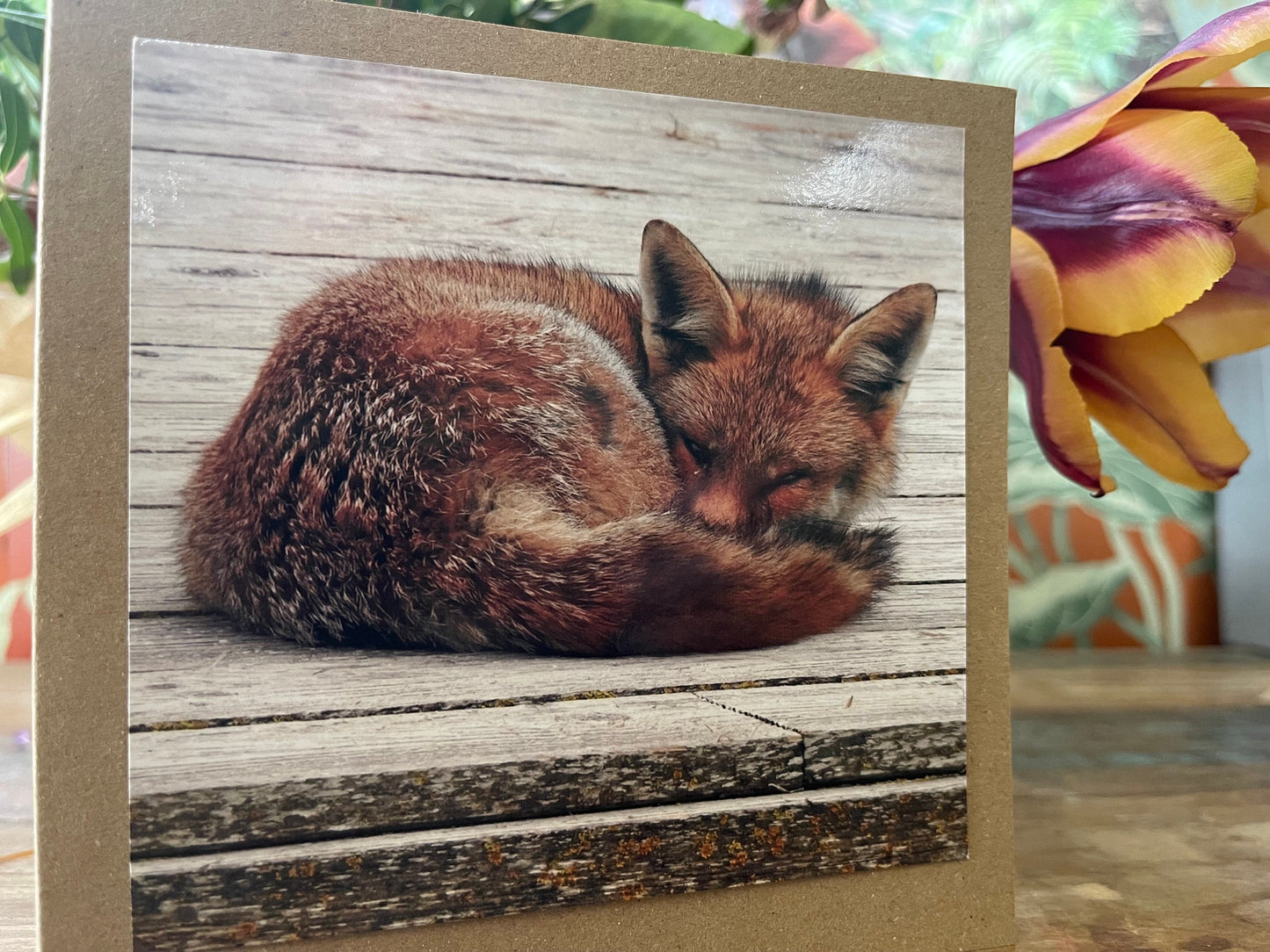 Fox card, recycled card, nature card, birthday card, recycled card. Eco friendly gift card. Handmade card. Blank message card. Eco gift.