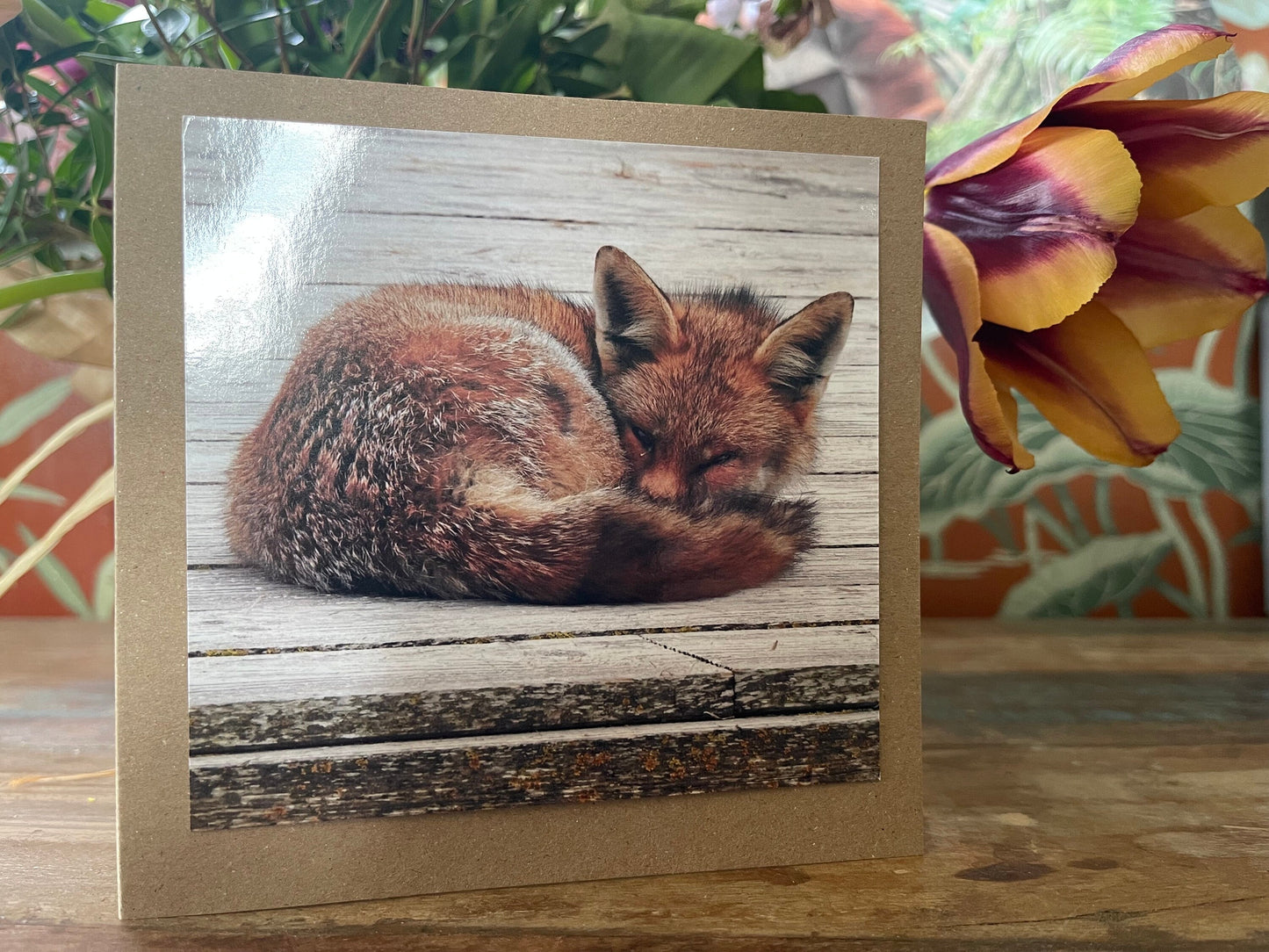 Fox card, recycled card, nature card, birthday card, recycled card. Eco friendly gift card. Handmade card. Blank message card. Eco gift.