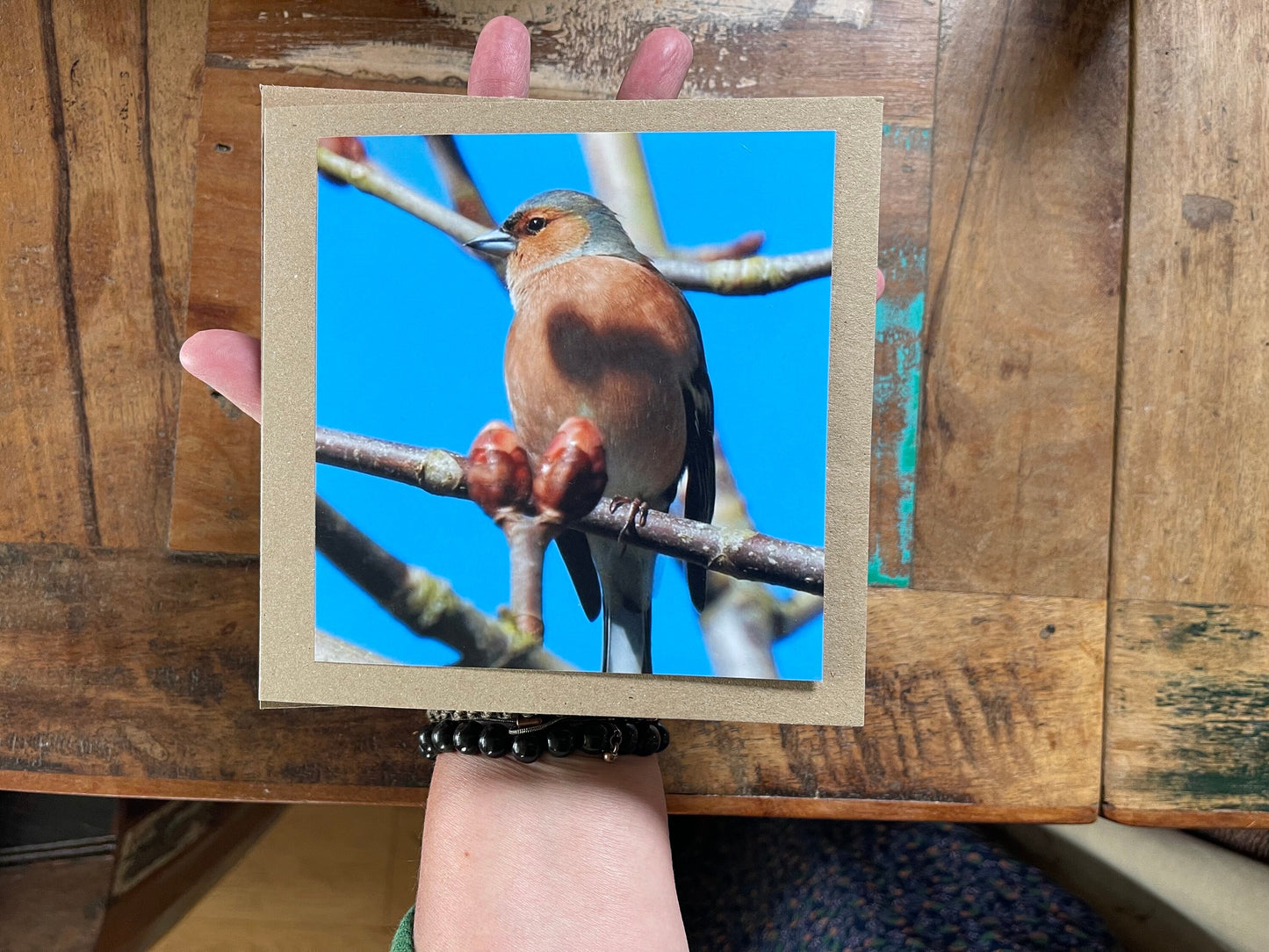 Recycled card, chaffinch card, bird card, handmade wildlife card, sympathy card, birthday card, eco friendly card, finch card, photo card