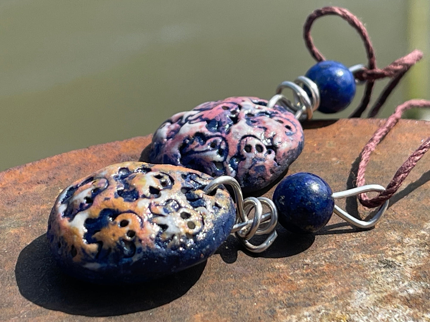 Handmade octopus necklace, handmade lapis necklace, pottery necklace, boho jewellery, octopus pendant, octopus jewellery, unique jewellery