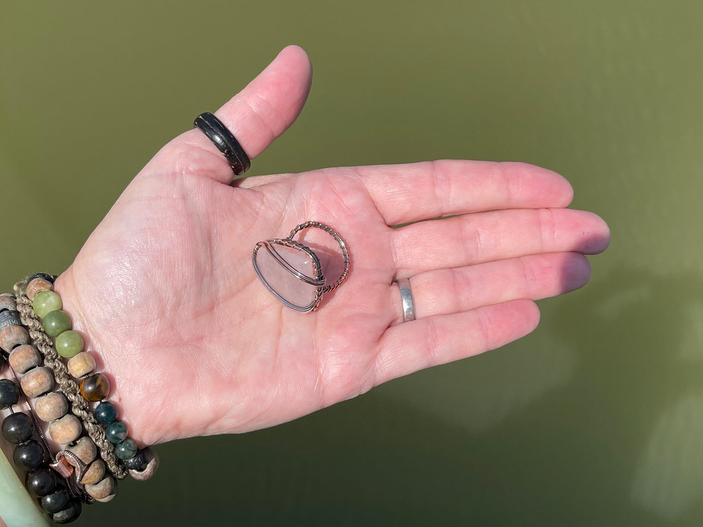 Ethically sourced rose quartz ring. Unique gift for her, romantic gift, pink gemstone ring, ethical jewellery, handmade ring, boho ring