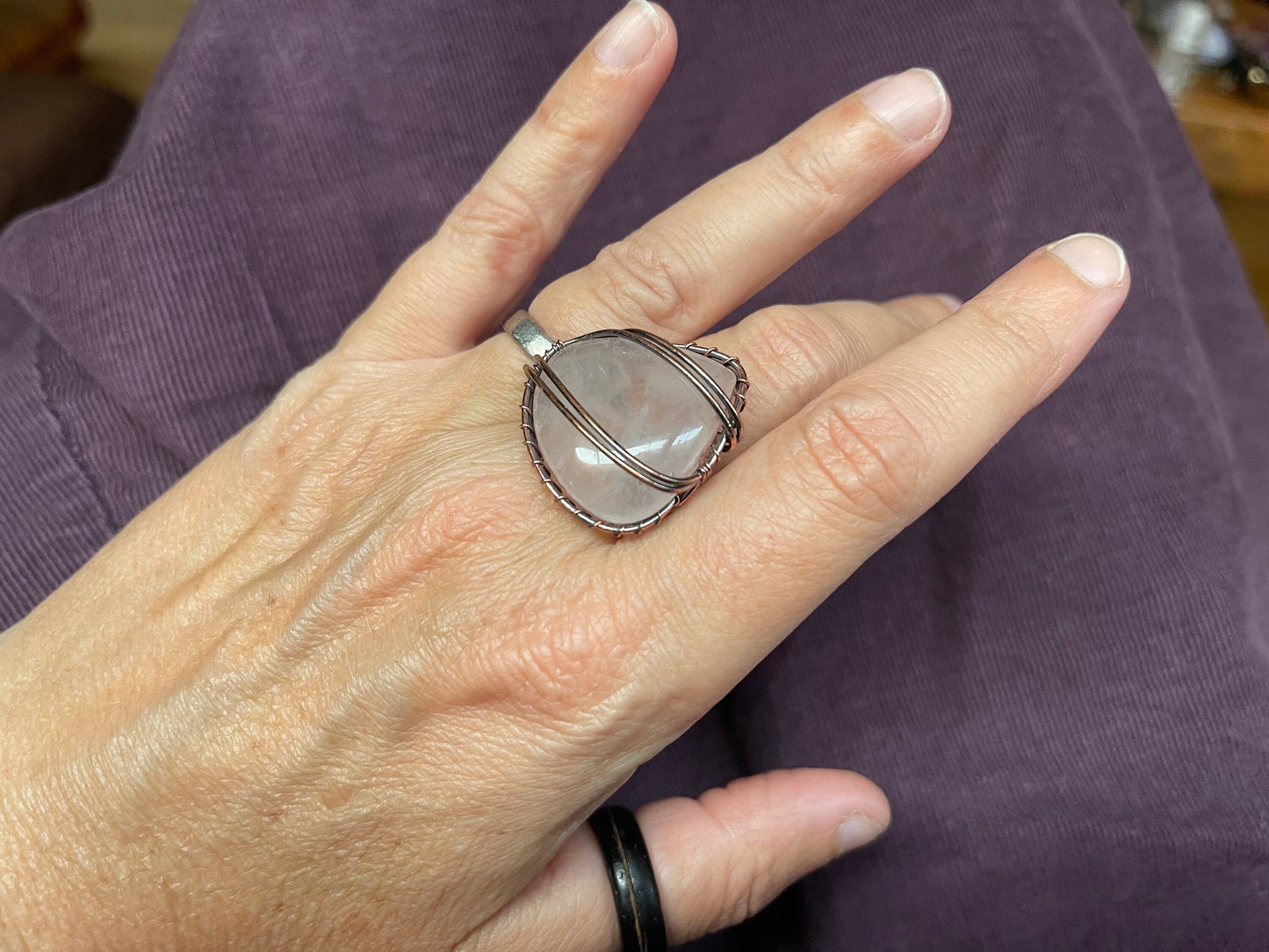 Ethically sourced rose quartz ring. Unique gift for her, romantic gift, pink gemstone ring, ethical jewellery, handmade ring, boho ring