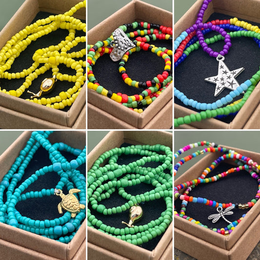 Versatile bracelets and/or necklaces. Heart bracelet, dragonfly bracelet, star bracelet, snail bracelet, star necklace, heart necklace.