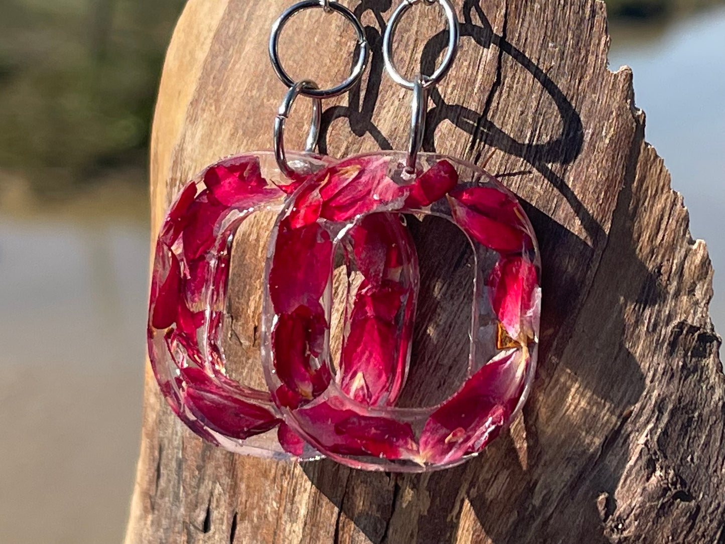 Handmade rose earrings, flower earrings, romantic gift for her, boho earrings, handmade unique earrings, handmade earrings. Red earrings