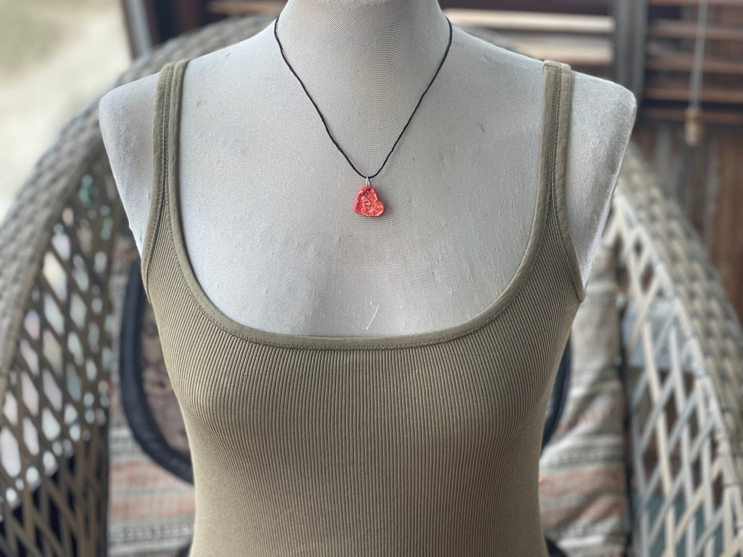 Handmade ceramic heart necklace. Eco friendly necklace, ethical jewellery, I love you, red heart necklaces, romantic gifts, gift ideas