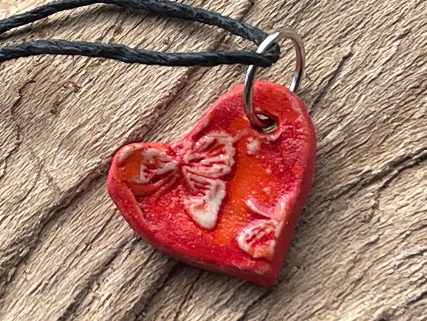 Handmade ceramic heart necklace. Eco friendly necklace, ethical jewellery, I love you, red heart necklaces, romantic gifts, gift ideas