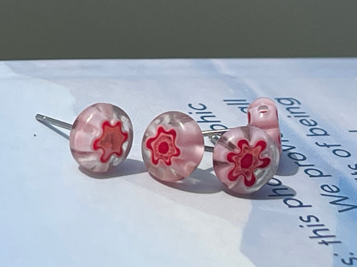 Glass stud earrings, cute studs, ethical jewellery, ethical jewelry, handmade earrings, boho stud earrings, funky earrings, fun earrings