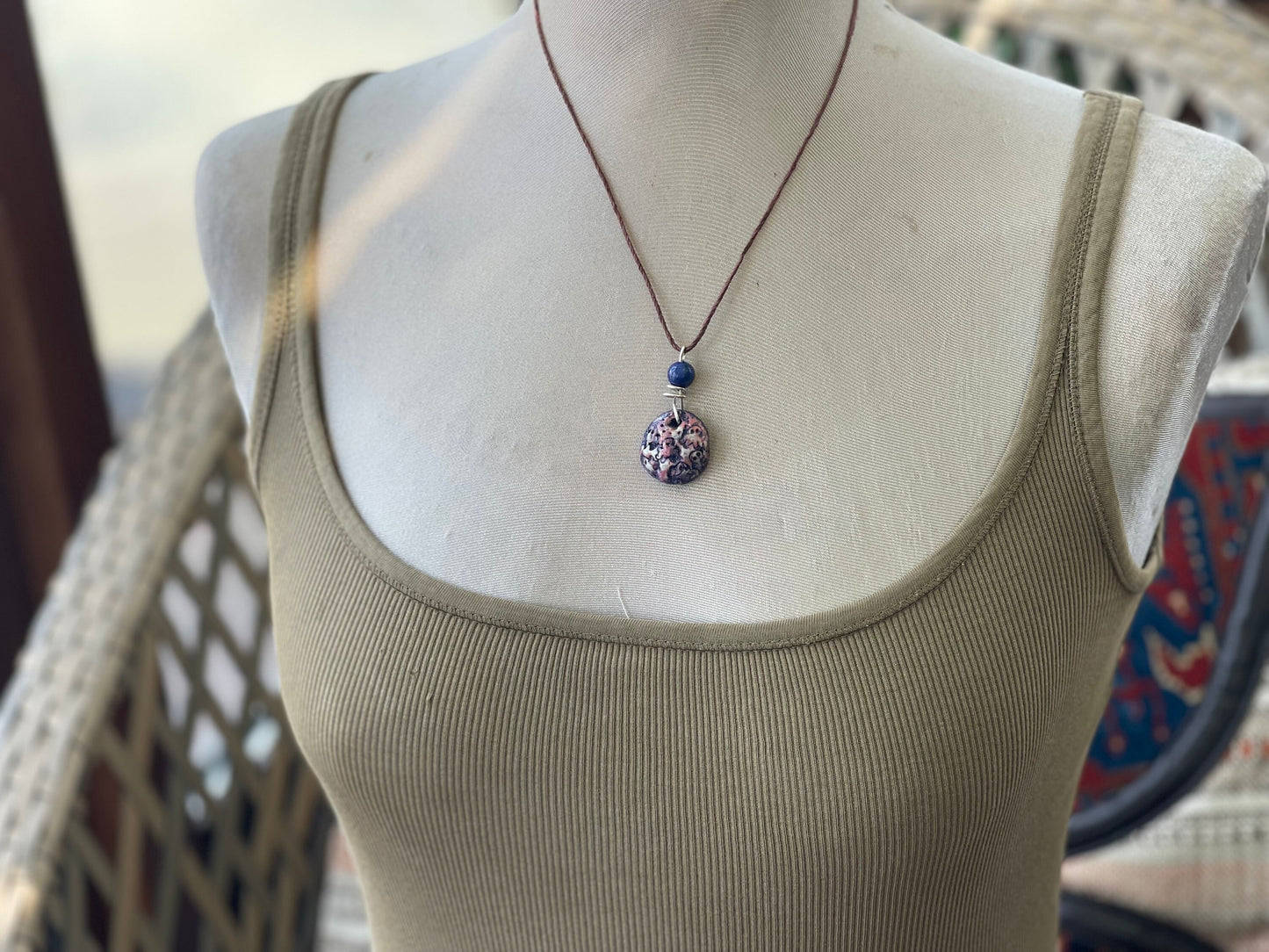 Handmade octopus necklace, handmade lapis necklace, pottery necklace, boho jewellery, octopus pendant, octopus jewellery, unique jewellery