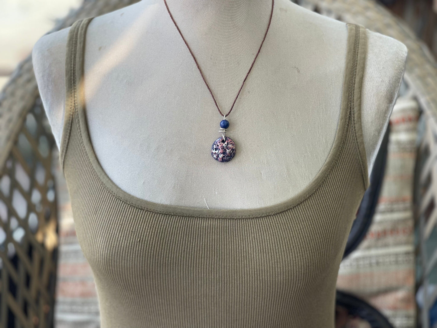 Handmade octopus necklace, handmade lapis necklace, pottery necklace, boho jewellery, octopus pendant, octopus jewellery, unique jewellery