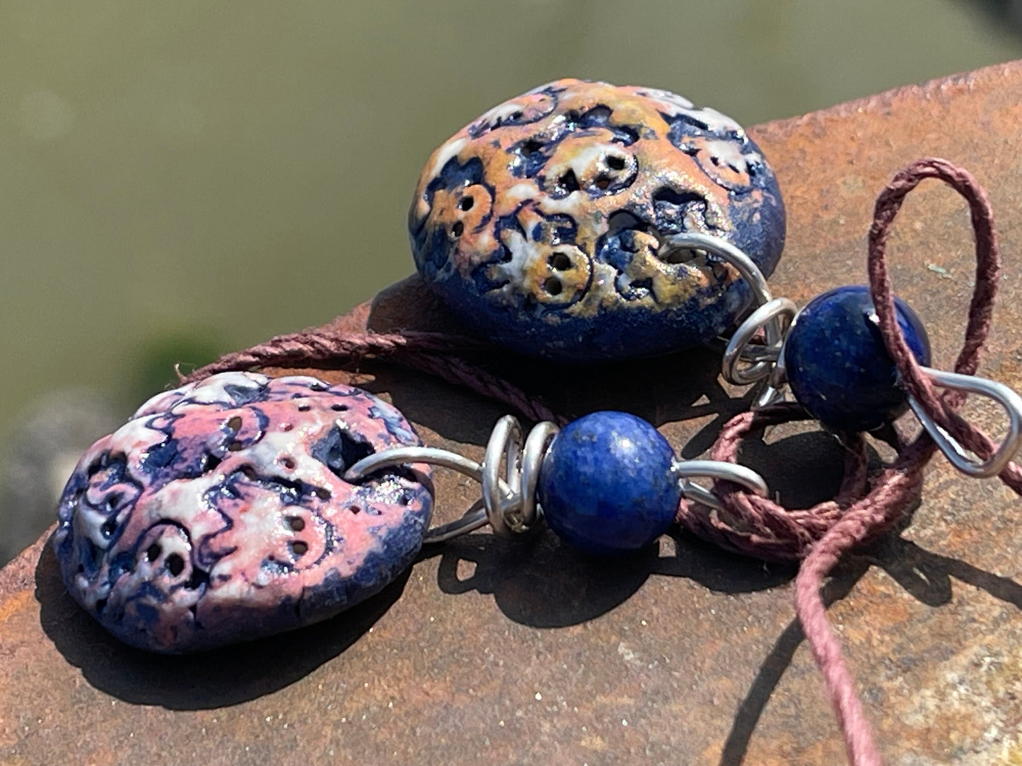 Handmade octopus necklace, handmade lapis necklace, pottery necklace, boho jewellery, octopus pendant, octopus jewellery, unique jewellery