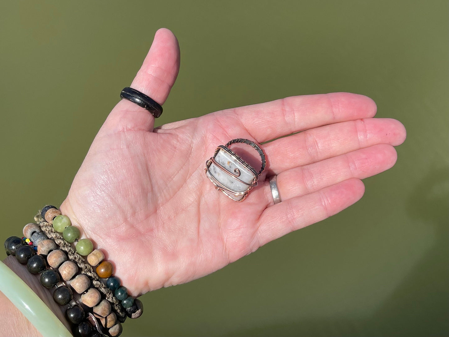 Jasper ring, ethical jewellery, white gemstone ring, unique jewellery, boho gift for her, unusual boho jewellery, handmade ring, hippy ring