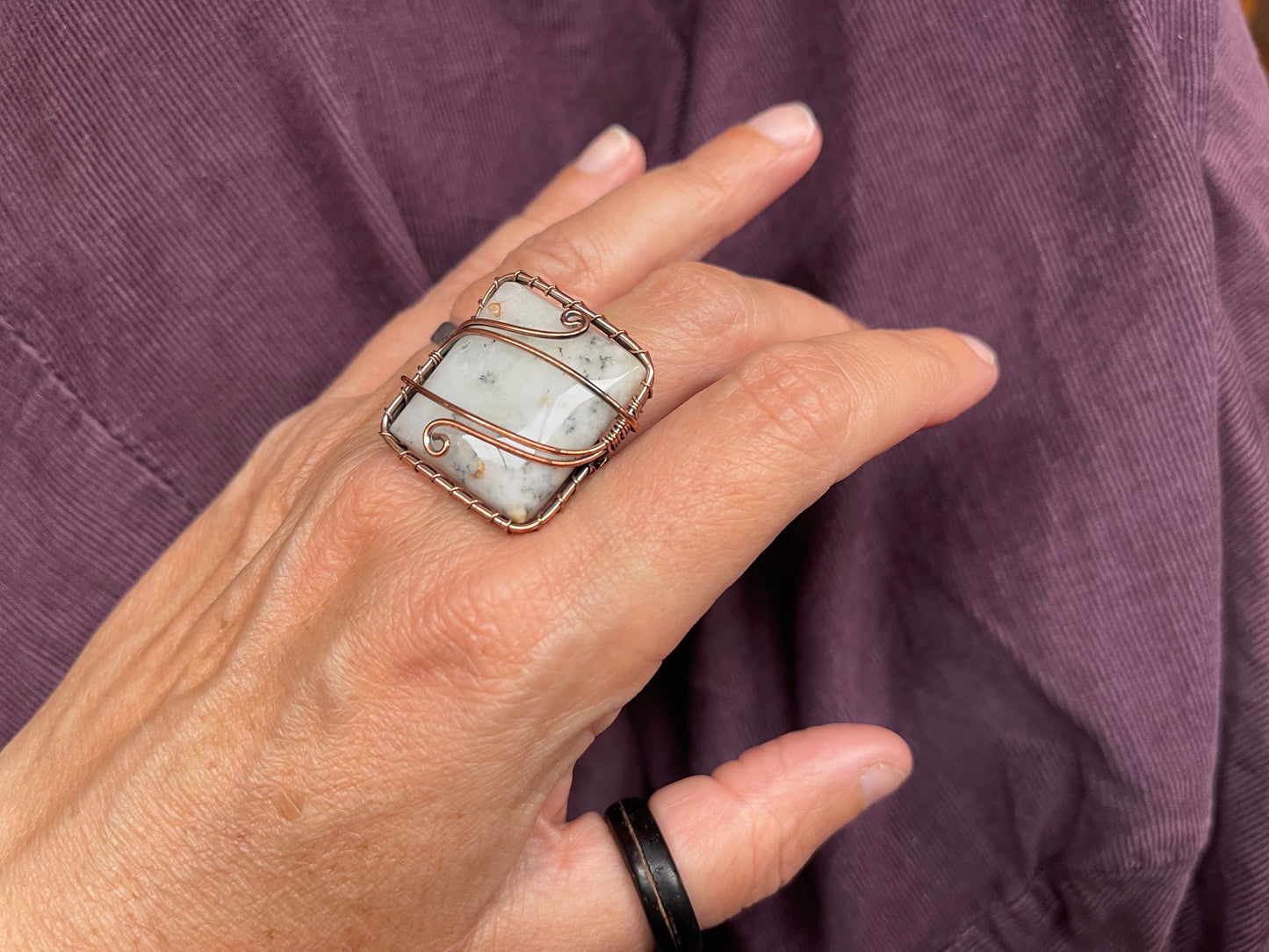 Jasper ring, ethical jewellery, white gemstone ring, unique jewellery, boho gift for her, unusual boho jewellery, handmade ring, hippy ring