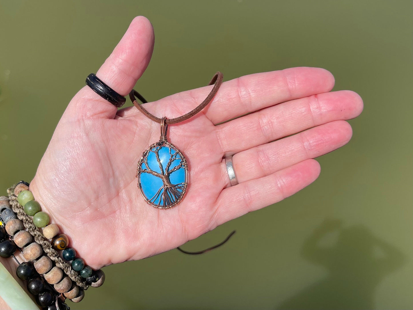 Blue tree of life necklace, tree of life pendant, boho jewellery, tree of life jewellery, blue jewellery, boho unique necklace, boho pendant