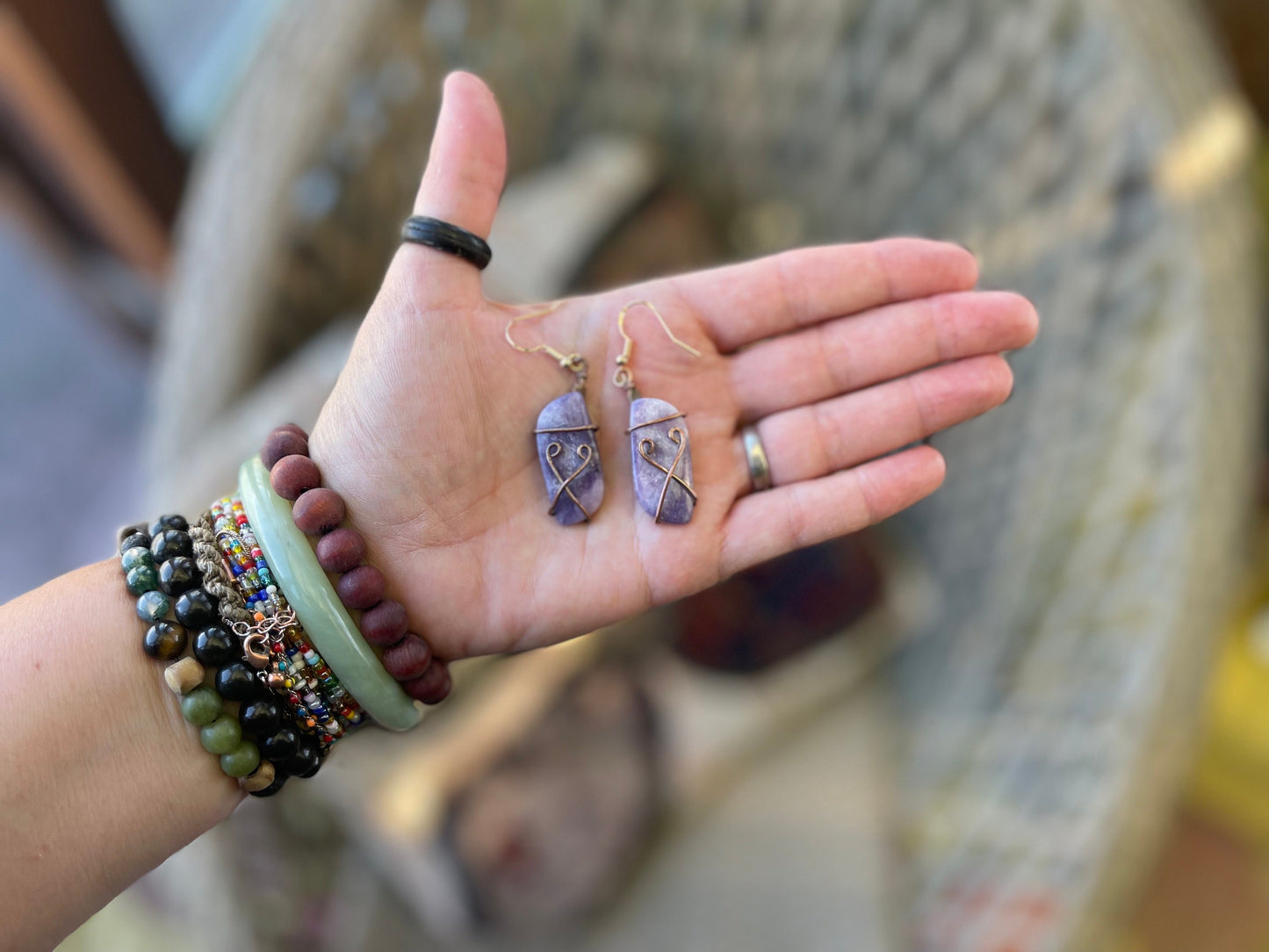 Handmade amethyst earrings, ethical jewellery, amethyst jewellery, handmade purple earrings, eco friendly earrings, purple jewellery, boho