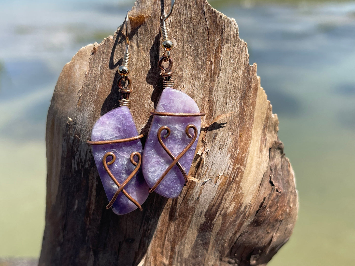 Handmade amethyst earrings, ethical jewellery, amethyst jewellery, handmade purple earrings, eco friendly earrings, purple jewellery, boho