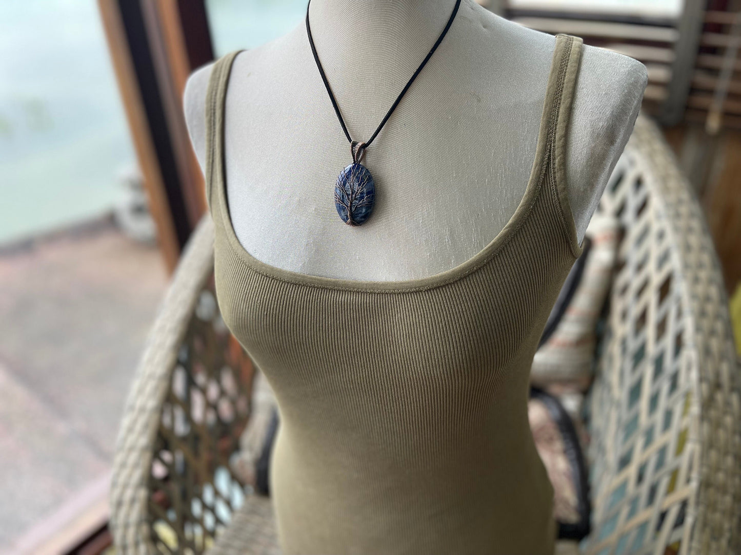 Sodalite necklace, tree of life pendant, tree of life necklace, boho jewellery, tree of life jewellery, boho jewellery, unusual jewellery