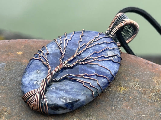 Sodalite necklace, tree of life pendant, tree of life necklace, boho jewellery, tree of life jewellery, boho jewellery, unusual jewellery