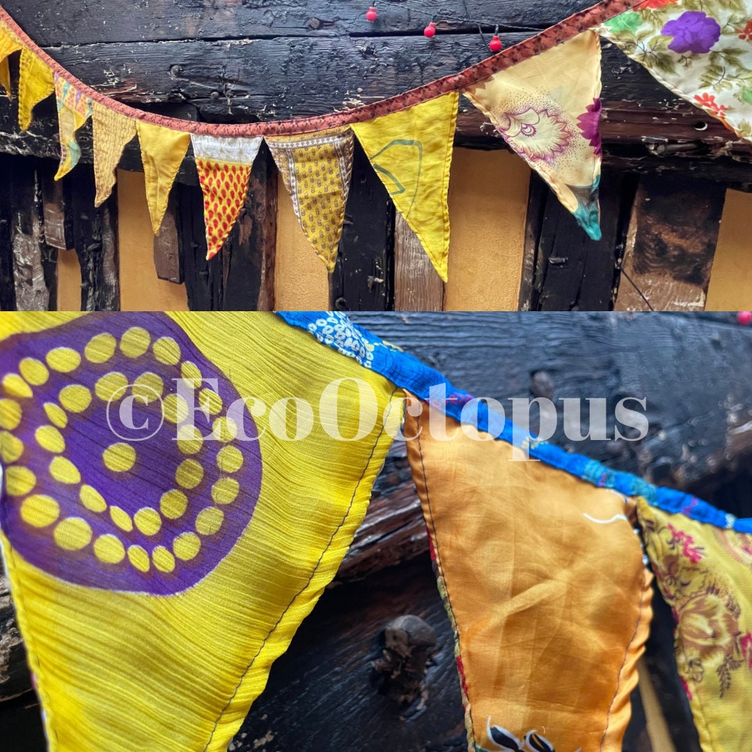 YELLOW bunting. Handmade bunting. Yellow party decorations.