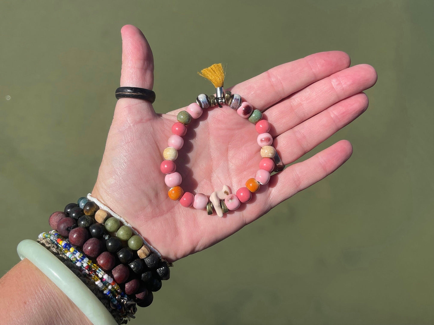 Ceramic bird bracelet, bird bangle, boho bracelet, Hippy bracelet, boho gift for her, handmade bracelet, bird jewellery, gift for bird lover