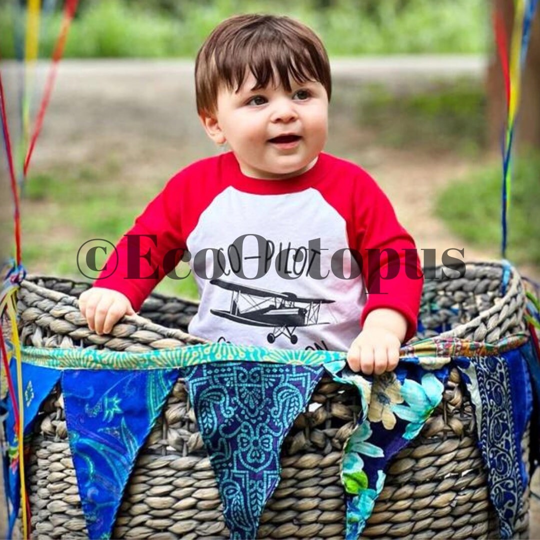 BLUE recycled bunting. Handmade bunting, boys birthday party. Ethical decorations.