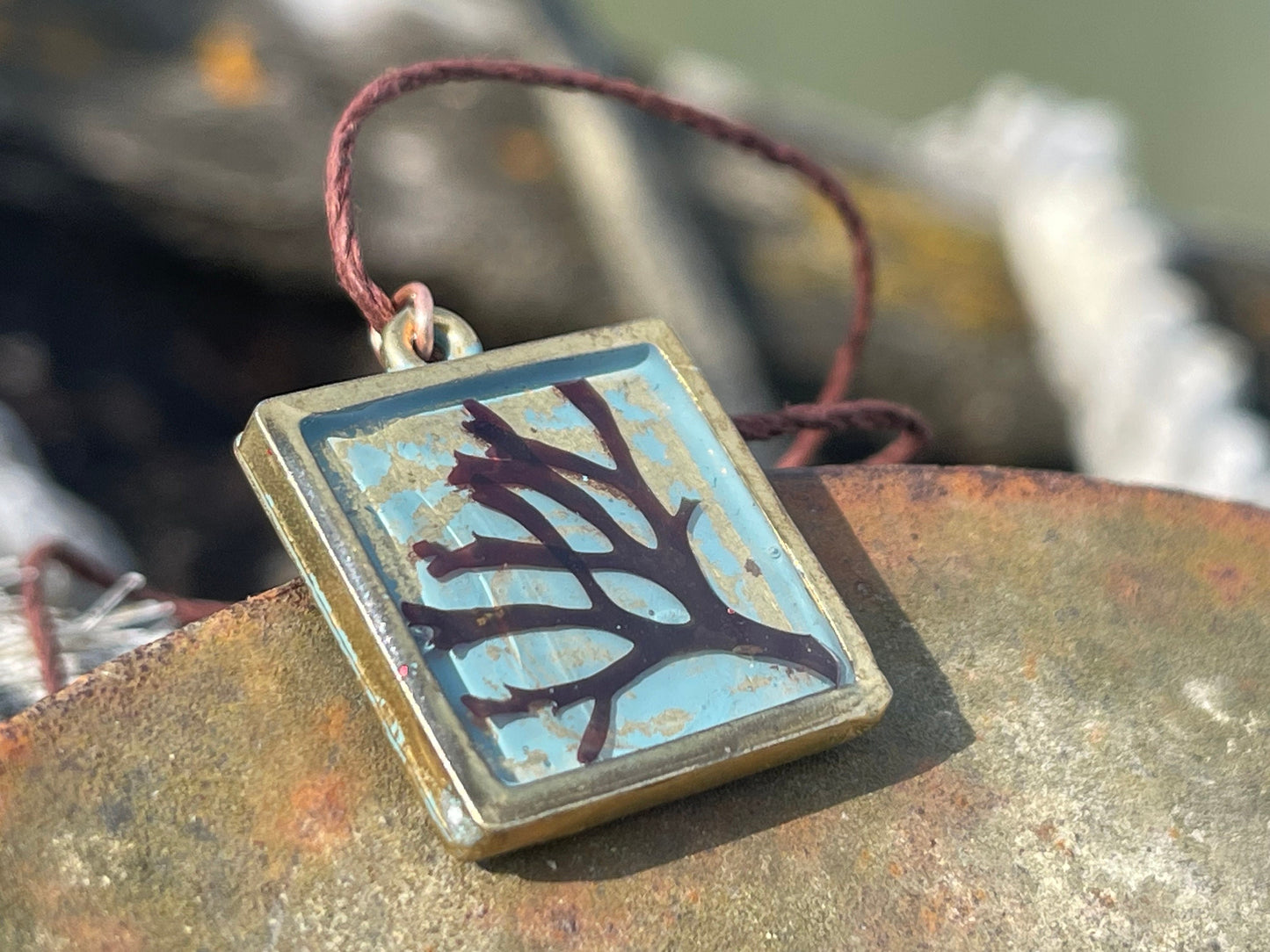 Seaweed necklace, gift for ocean lover, unique pendant, handmade necklace, boho necklace, unique jewellery , unusual necklace, gift for her