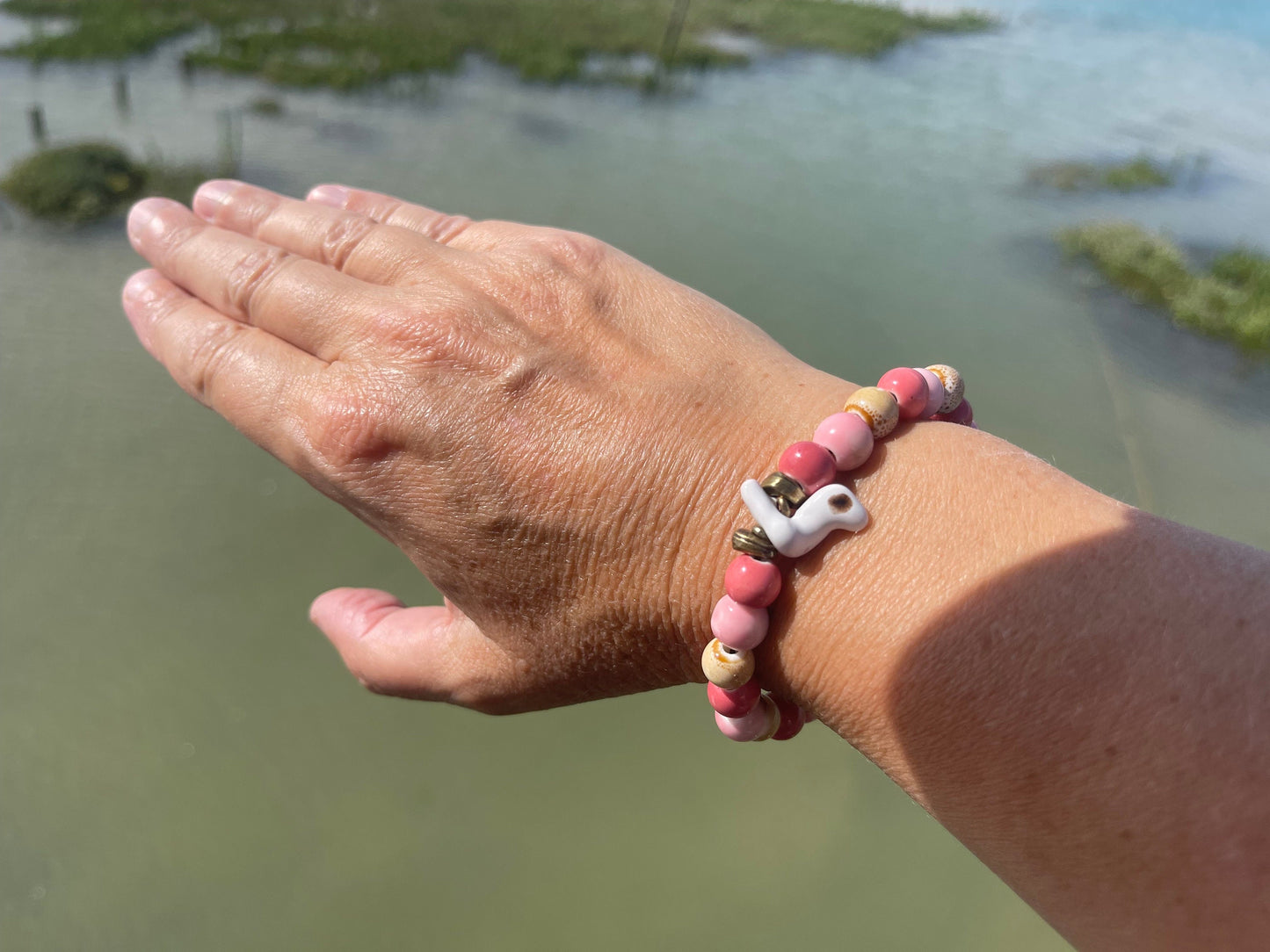 Ceramic bird bracelet, bird bangle, boho bracelet, Hippy bracelet, boho gift for her, handmade bracelet, bird jewellery, gift for bird lover