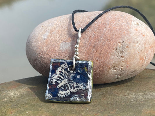 Unique Handmade Blue Butterfly Necklace - Boho Ethical Jewelry. Unique gift for her