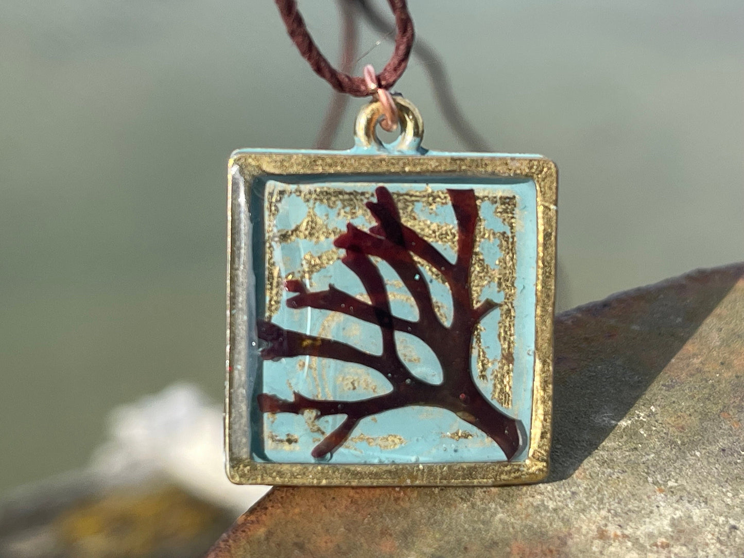 Seaweed necklace, gift for ocean lover, unique pendant, handmade necklace, boho necklace, unique jewellery , unusual necklace, gift for her