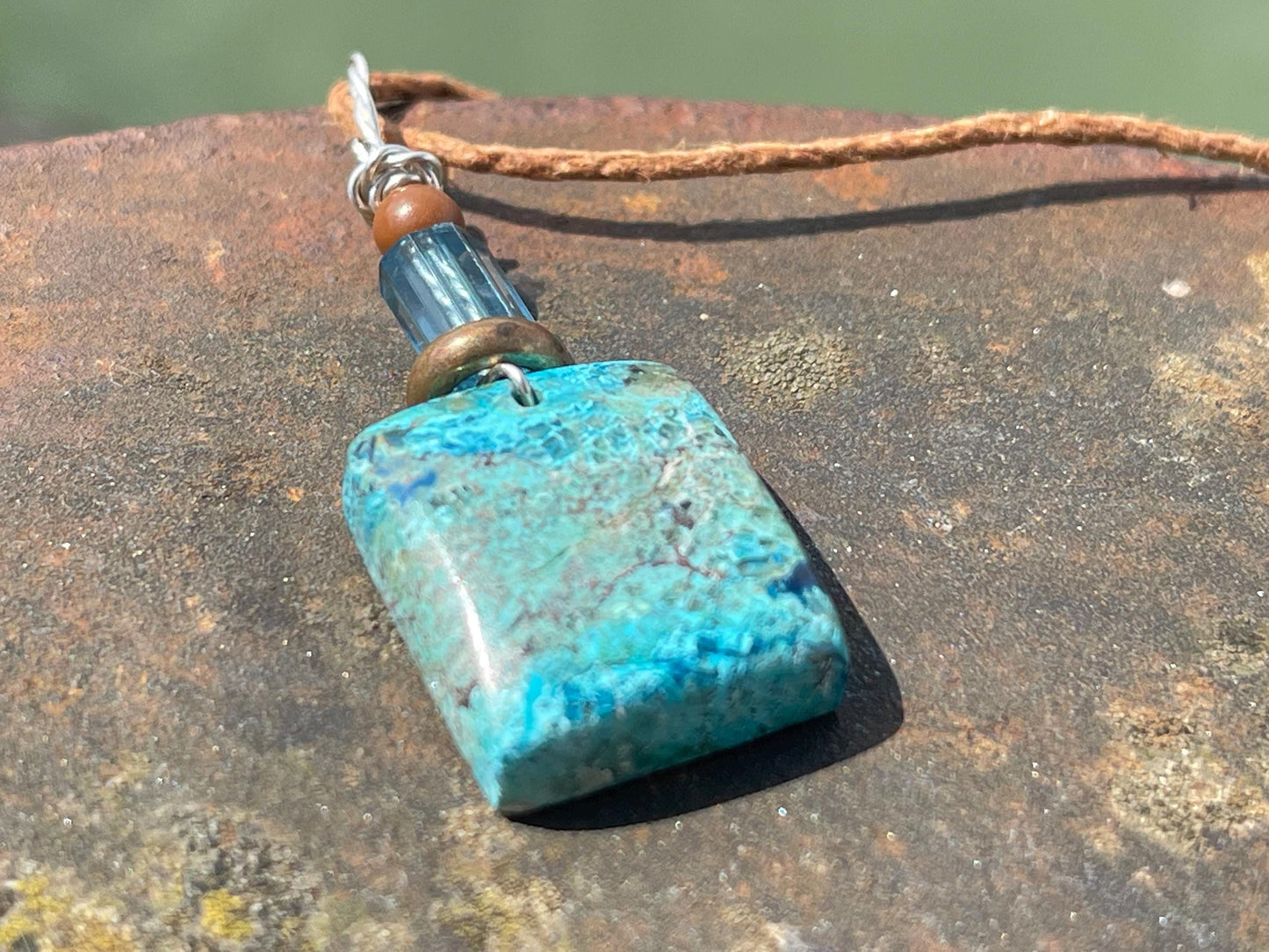 Chrysocolla Malachite necklace, ethical jewellery, bohemian necklace, unusual jewellery, malachite pendant, green gemstone necklace