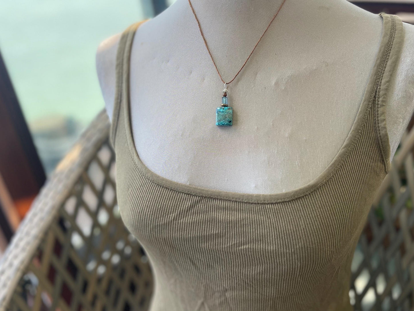 Chrysocolla Malachite necklace, ethical jewellery, bohemian necklace, unusual jewellery, malachite pendant, green gemstone necklace